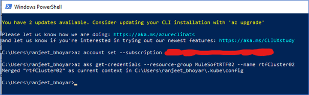 Azure CLI connection screenshot.