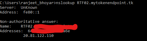 Nslookup screenshot.