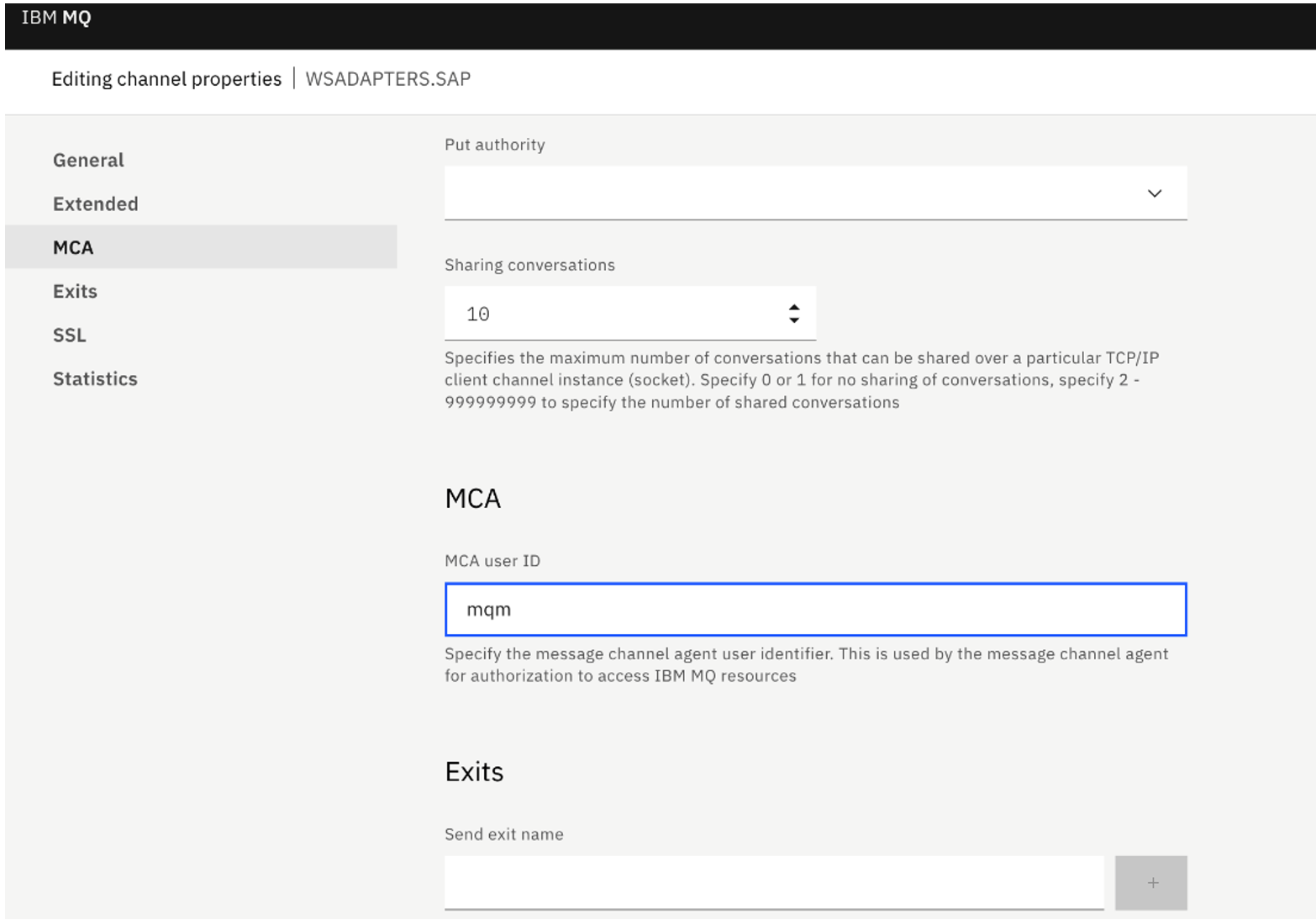 Set MCA User ID to mqm