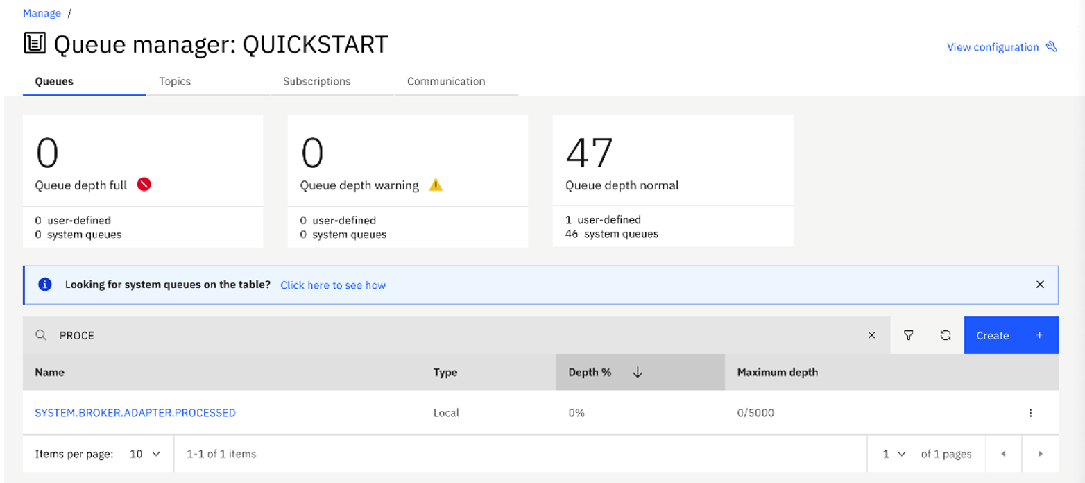 Create a Local Queue with the Name System.Broker.Adapter.Processed