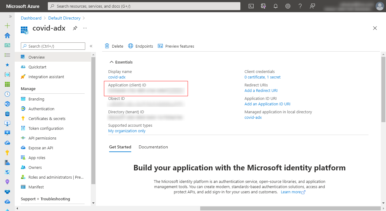Record Application ID and Secret