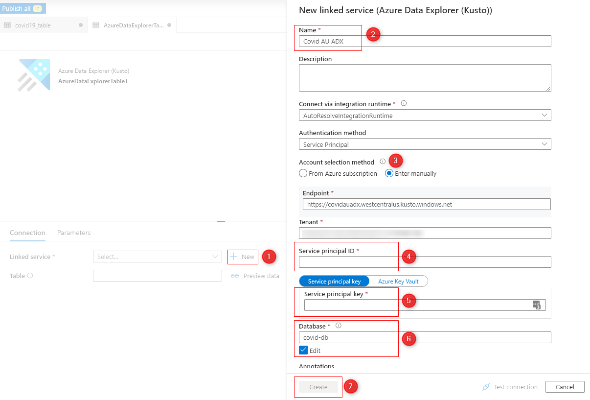 Create Kusto Linked Service