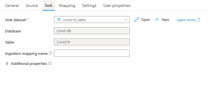 Setup Sink Dataset