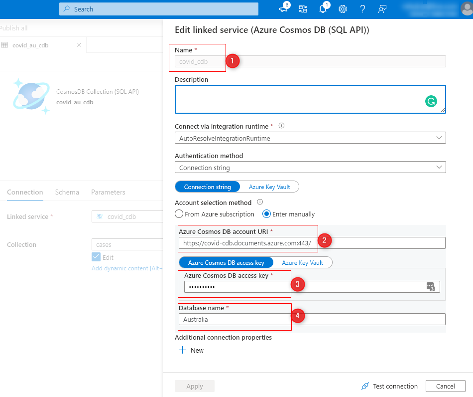 Create Cosmos DB Linked Service