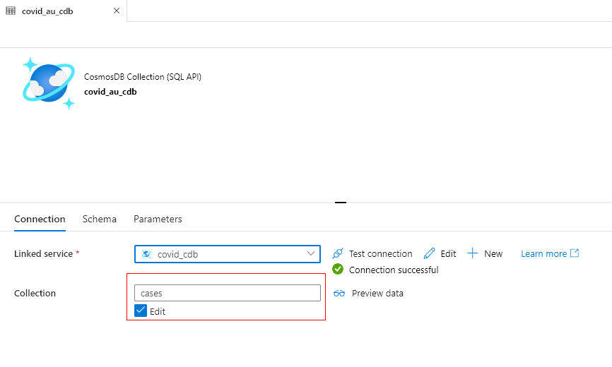 Configure Cosmos DB Dataset