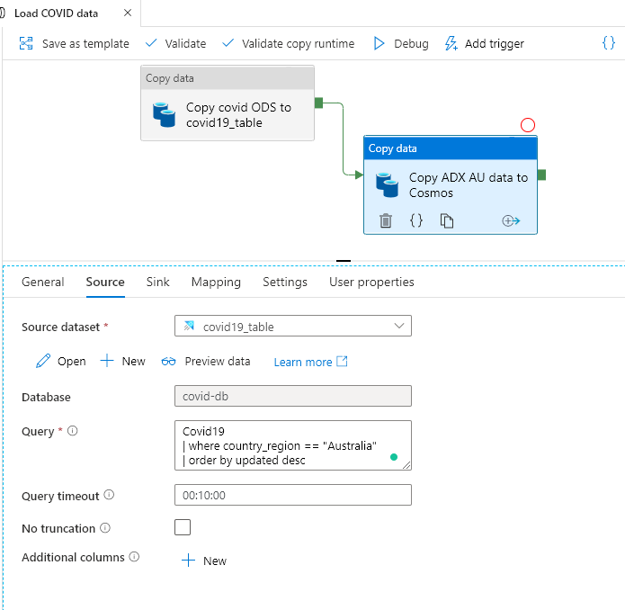 Configuring Source Dataset