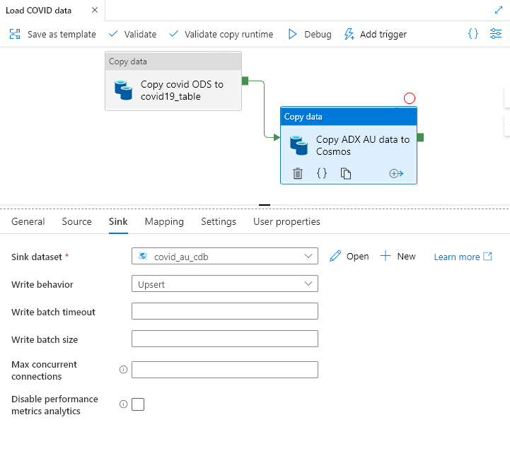 Configuring Sink Dataset