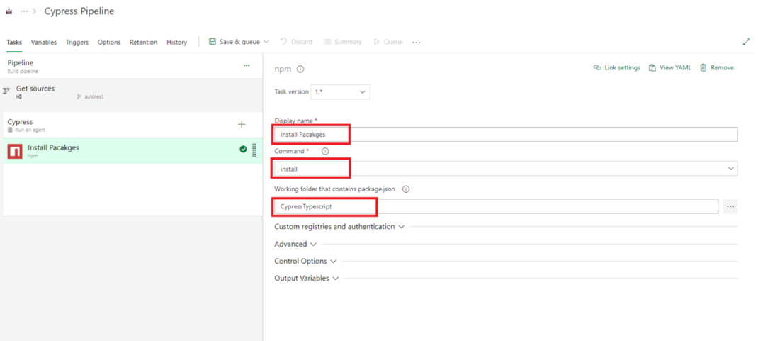 Install packages task