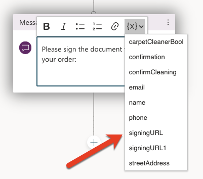 The signingUrl variable