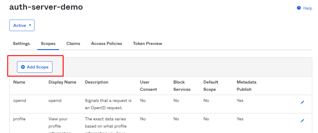 Add scope for auth-server-demo server