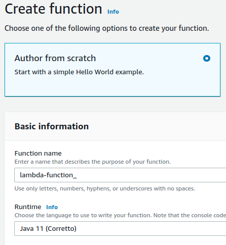 Create function menu