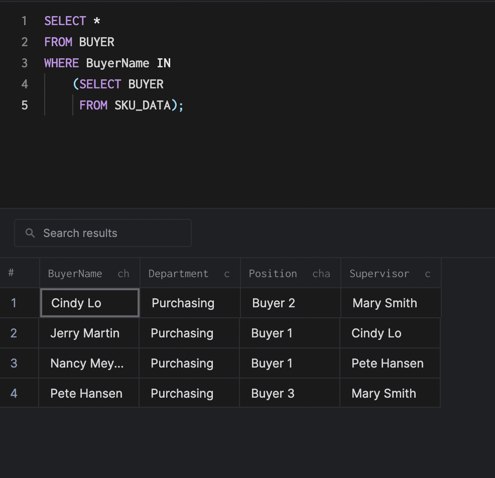 Selecting Data With Subqueries