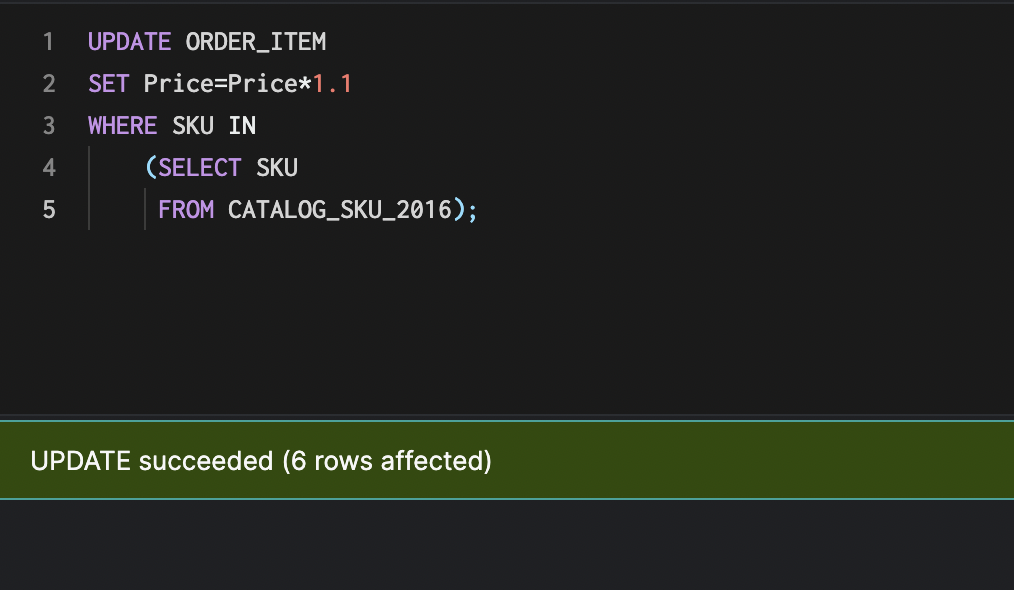 Successful Update With Subquery