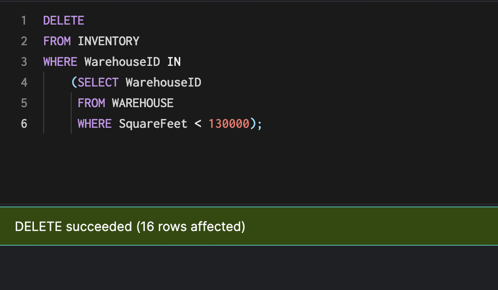 Successful Delete With Subquery