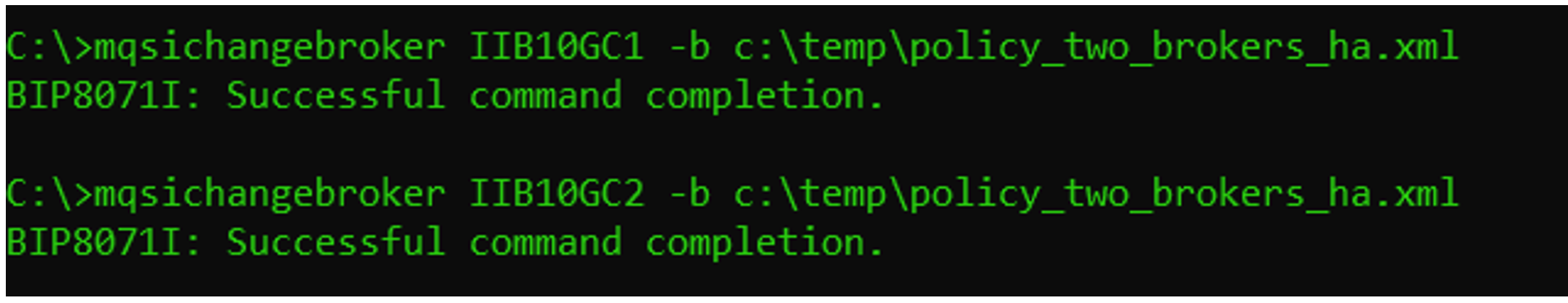 Successful command completion