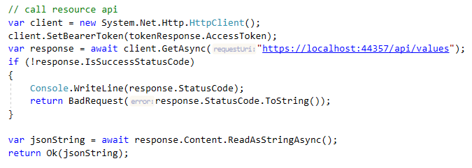 Call Resource API screenshot.