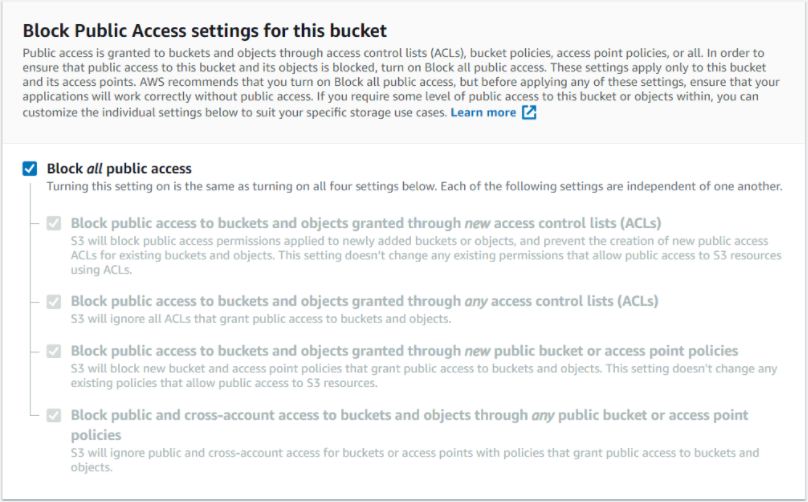 Bucket security settings