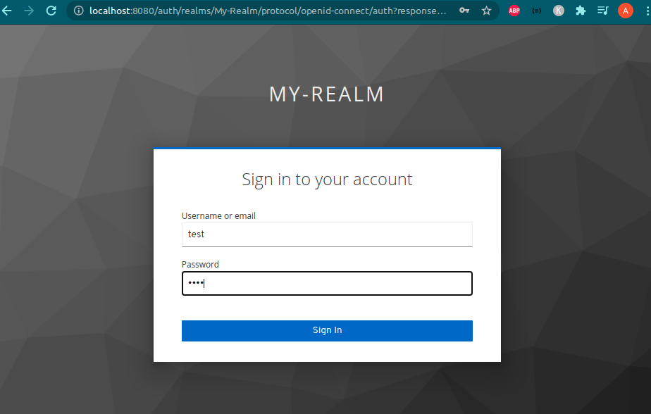 Keycloak login page