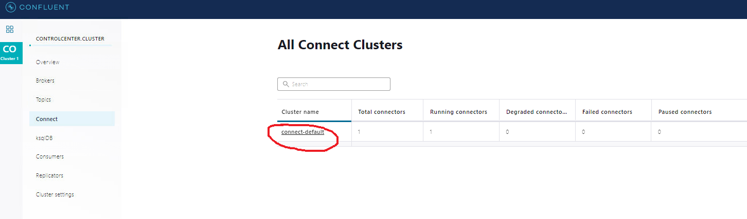 screenshot of connect clusters