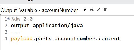 Output variable - accountNumber