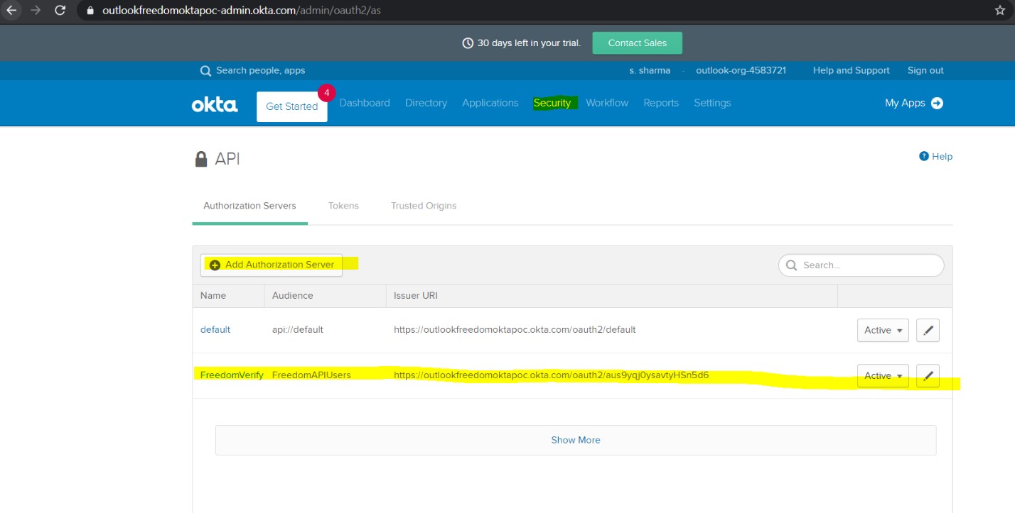 Okta Security Add Authorization Server