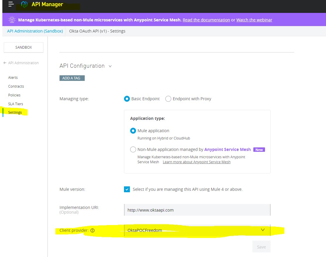 Configuring Okta as a Client Provider in Anypoint