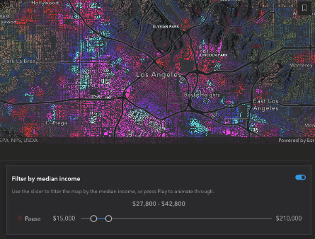 Los Angeles block groups animated by median income