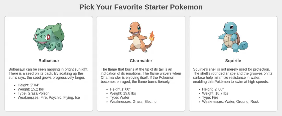 Pick your favorite starter Pokemon