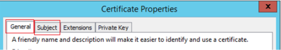 Certificate Properties General Subject