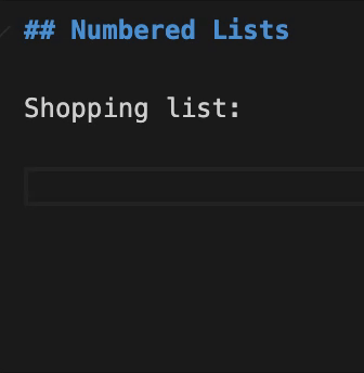 Demo for creating a numbered list