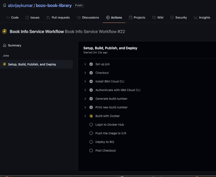 Actions tab Docker
