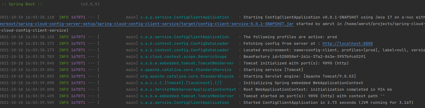 Client service at 9090