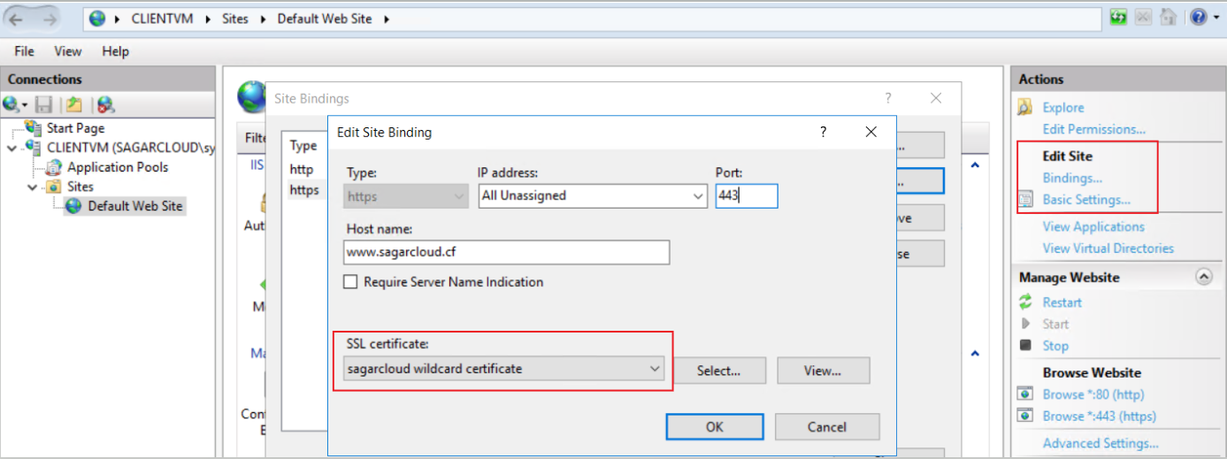 Bind the certificate on your website