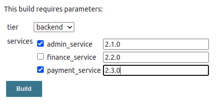 Sample build parameters.