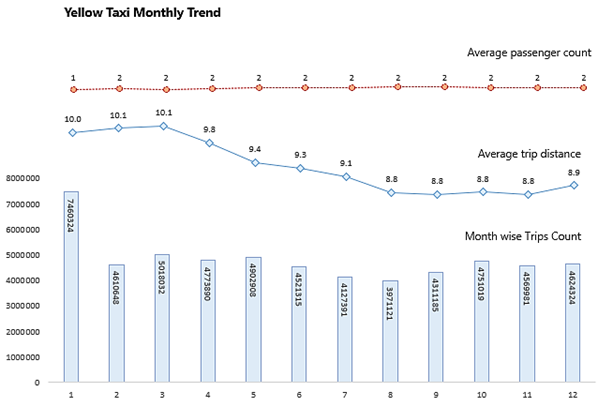 Monthly trip count analysis