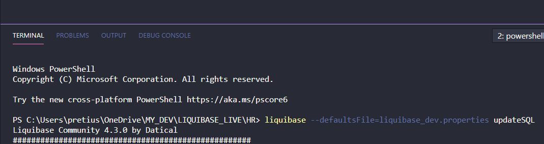 updateSQL Command in VSCode Terminal