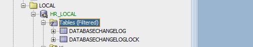 Tables Created in HR_LOCAL > Tables (Filtered)