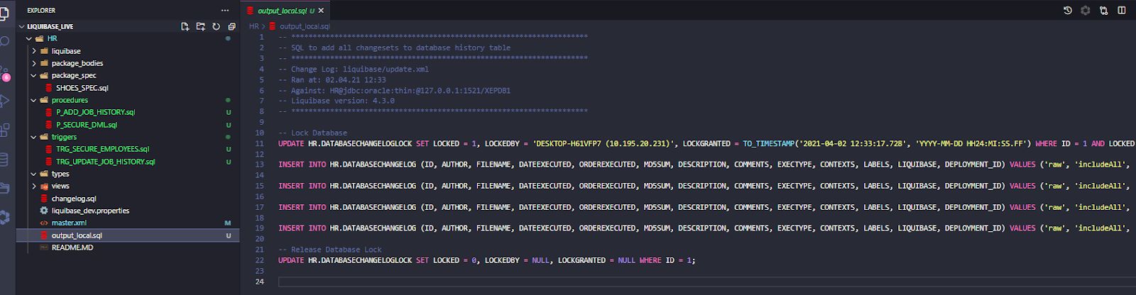 Output SQL File