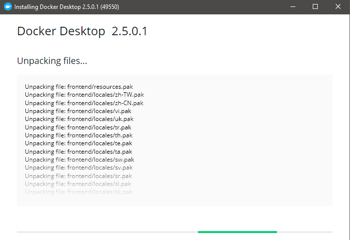Docker desktop screenshot.
