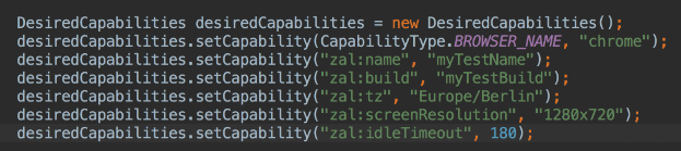 Custom capabilities screenshot.