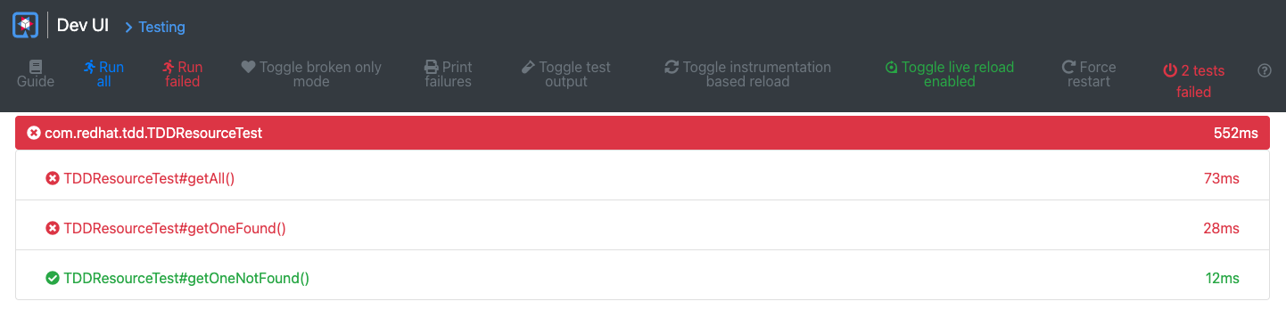 Figure 3 - Quarkus test results (1)