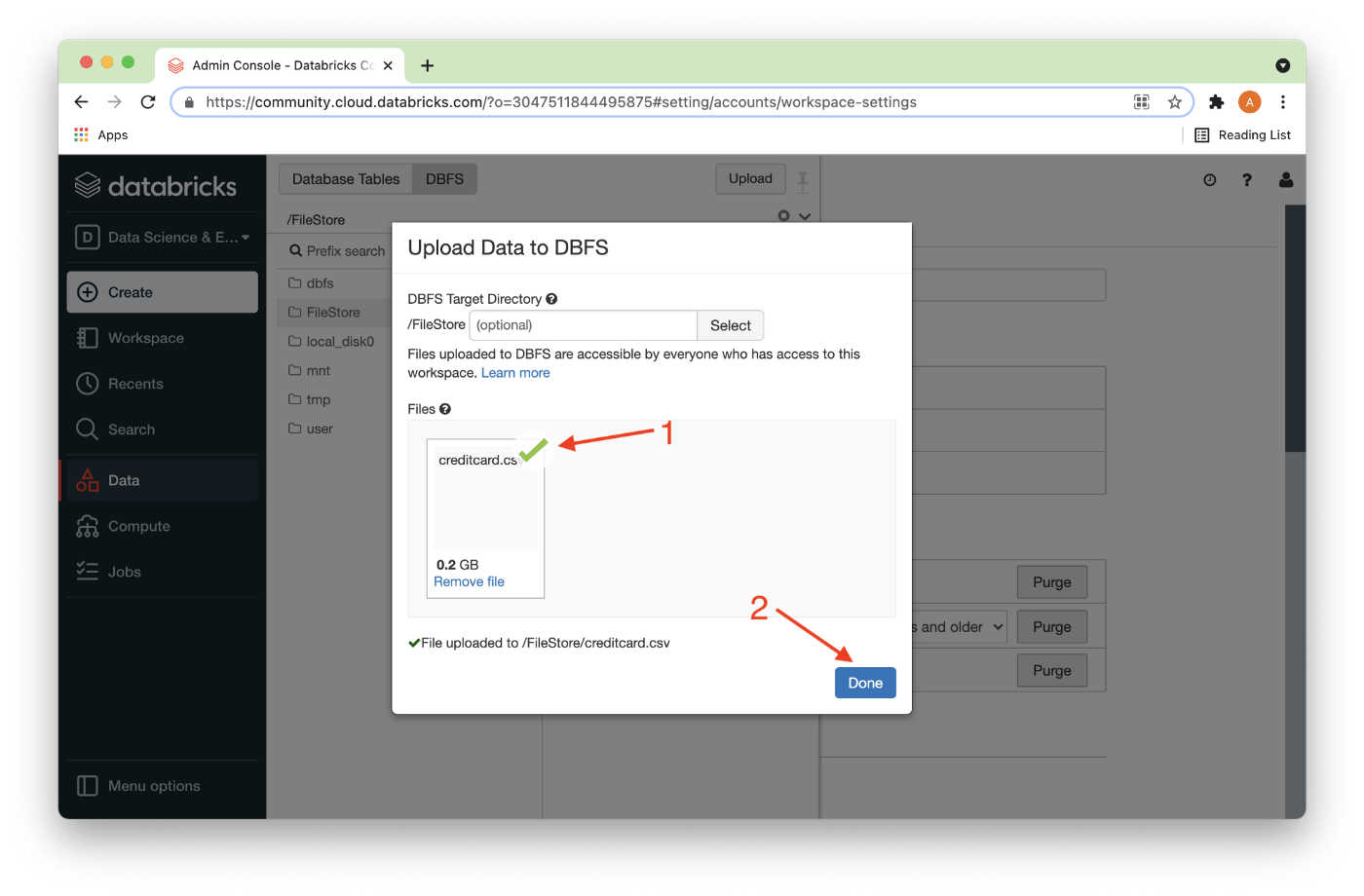 Figure 3. Data Uploaded.