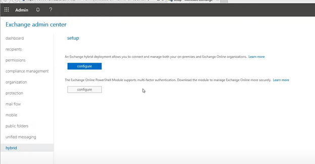 exchange admin center configure