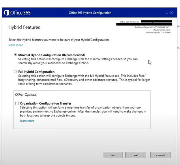 hybrid features in configuration set up