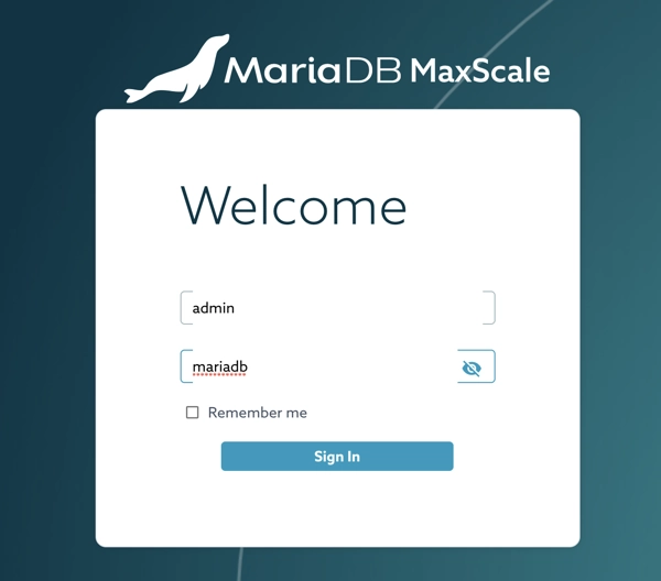 MariaDB MaxScale - Log in'
