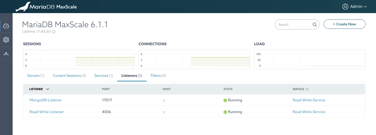 MariaDB MaxScale - Dashboard
