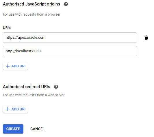 Authorized JavaScript origins