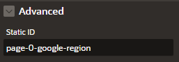 Advanced > Static ID > page-0-google-region
