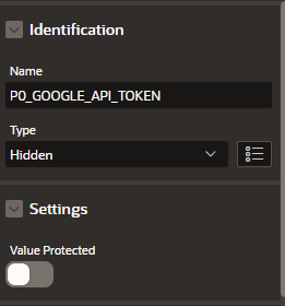 Identification > P0_GOOGLE_API_TOKEN > Type = hidden