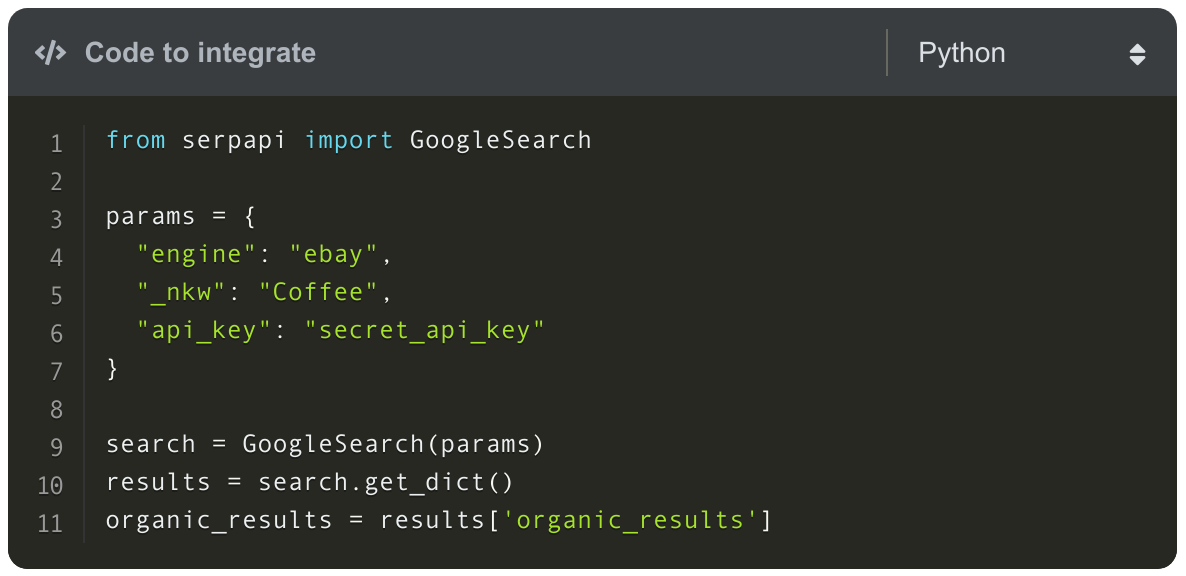 Code Required For Extraction From eBay Search API